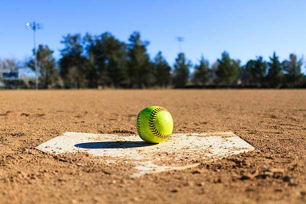 Softball in a softball field in California mountains, Baseball field